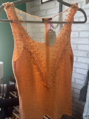 Miracle Orange Crochet Accent Tank Top